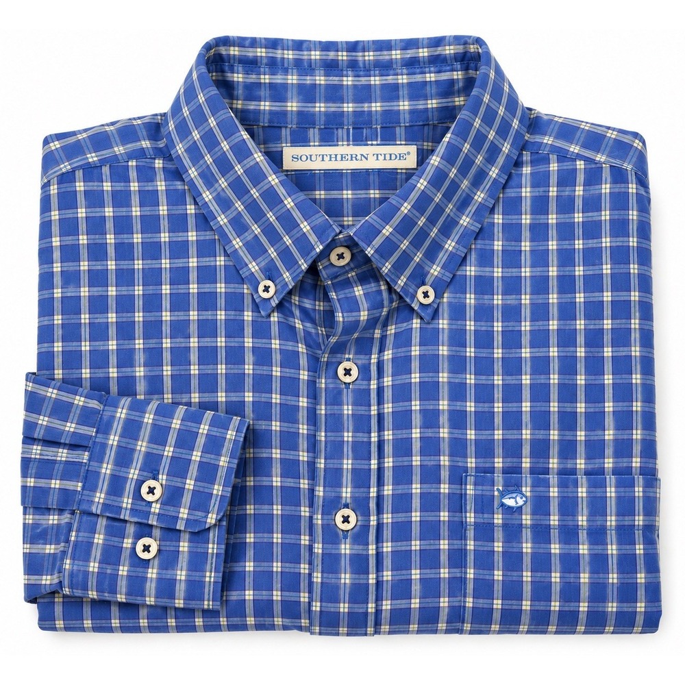 Southern Tide Shirt Mens XXL Blue Plaid Button Down Long Sleeve Preppy Coastal